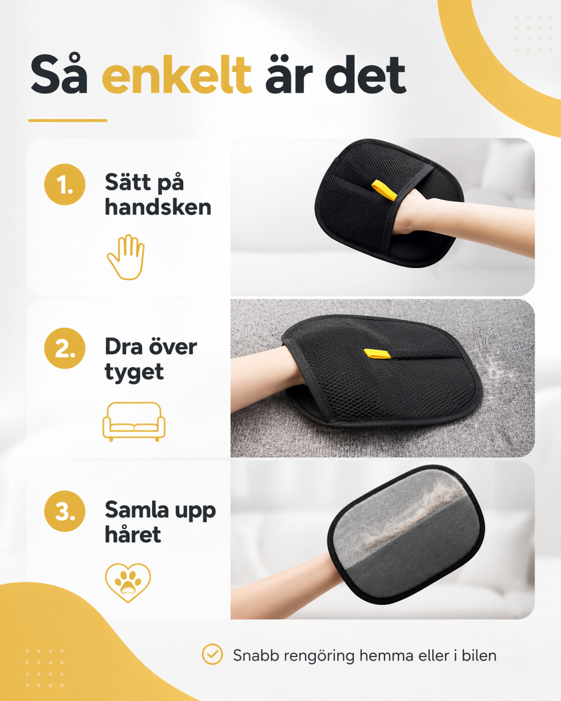 Pälsborttagare för kläder, möbler och bil