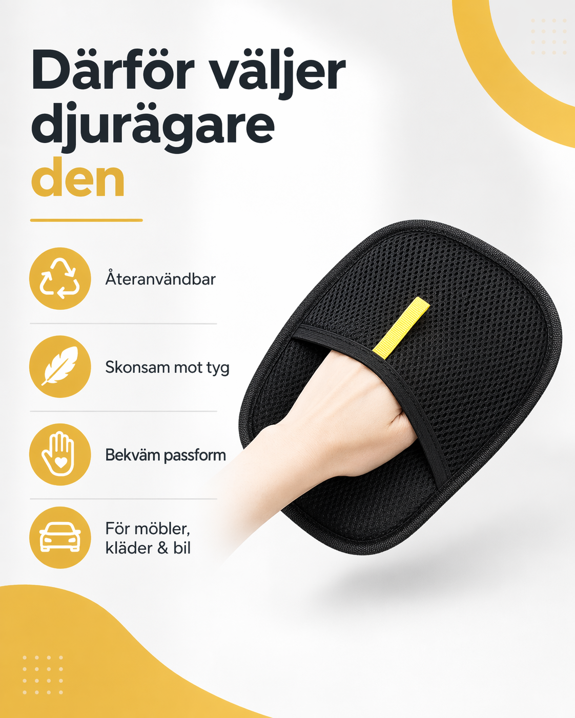 Pälsborttagare för kläder, möbler och bil